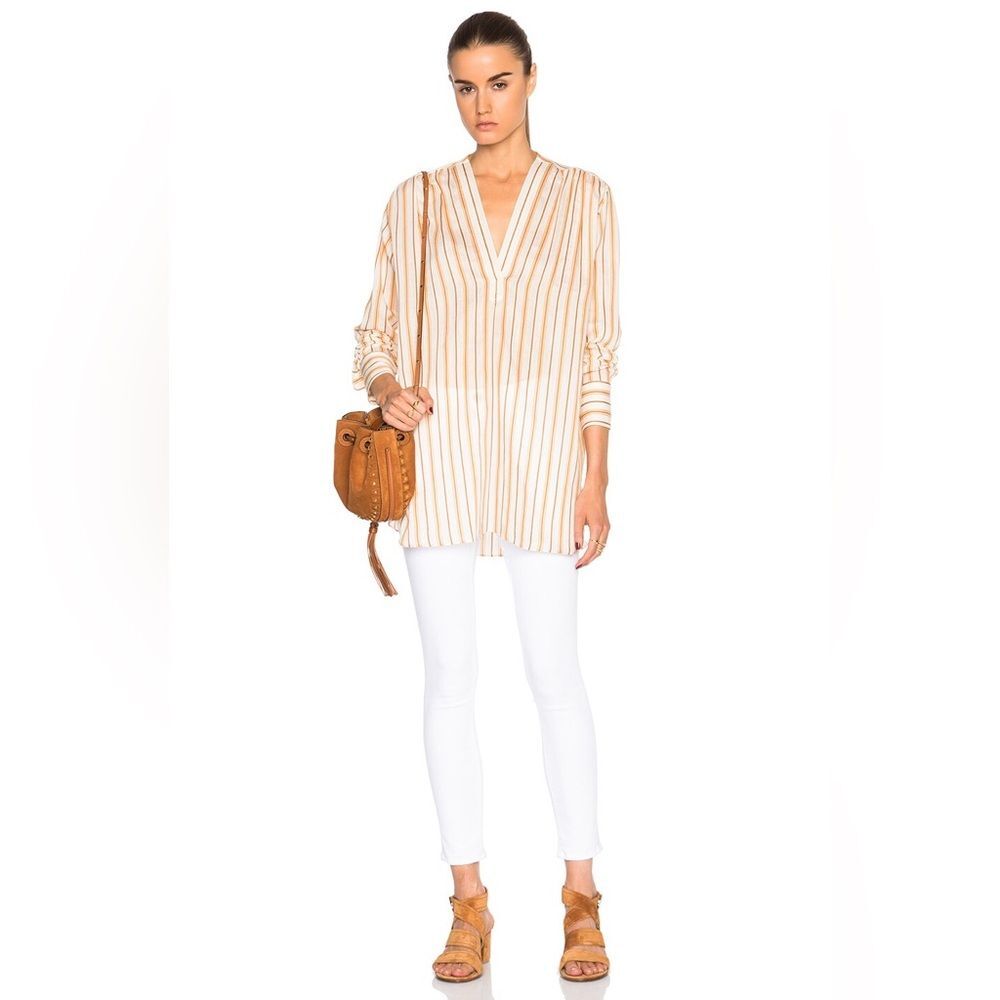 Helmut Lang striped cotton & Silk Poet Tunic Top Size XS EUC